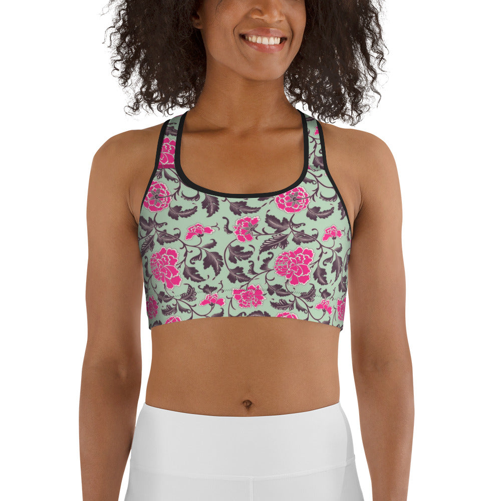 Chinese Flowers Sports bra