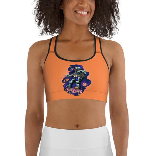 Trippy Skateboarding Astronaut Sports bra