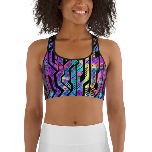 Rainbow Geometric Sports bra