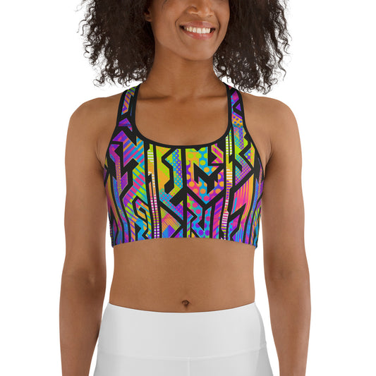 Rainbow Geometric Sports bra