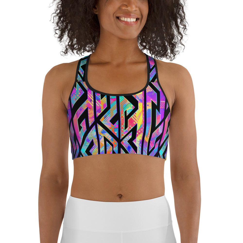 Rainbow Geometric Sports bra