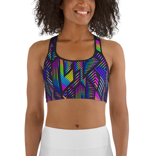 Rainbow Geometric Sports bra