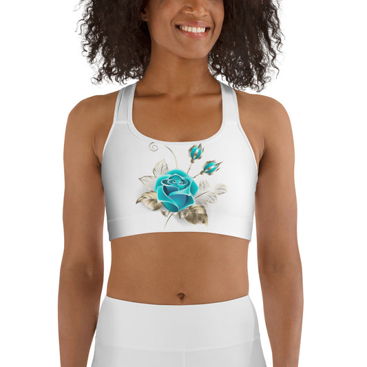 Light Blue Rose Sports bra