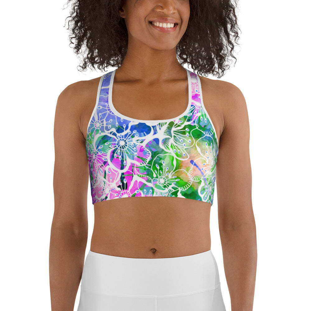 Colorful Flowers Sports bra