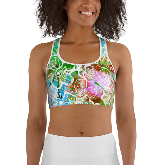 Colorful Flowers Sports bra