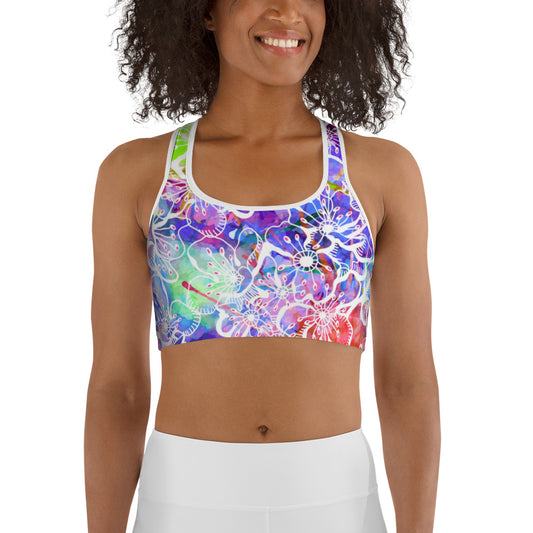 Colorful Flowers Sports bra