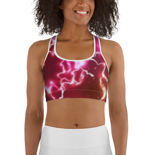 Red Lightning Strike Sports bra