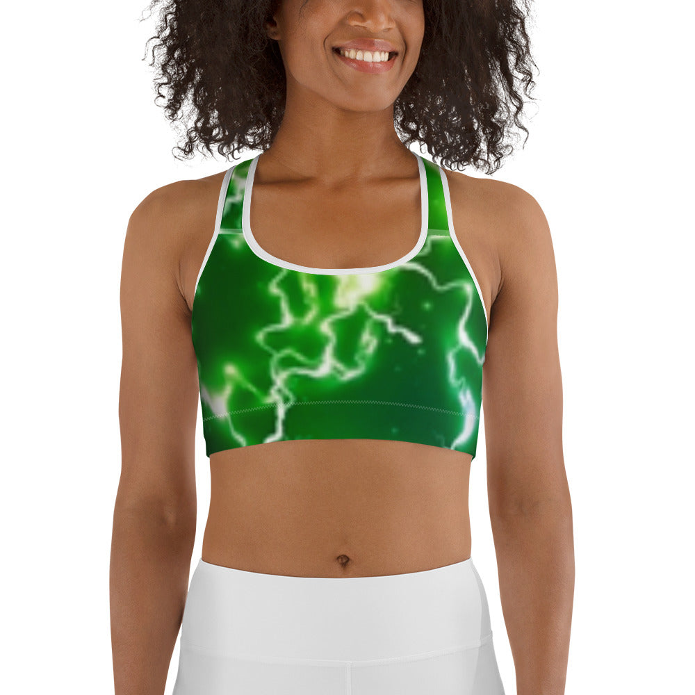 Green Lightning Strike Sports bra