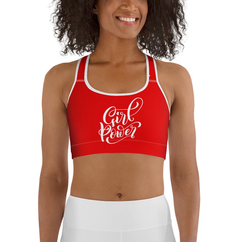 Red & White Girl Power Sports bra