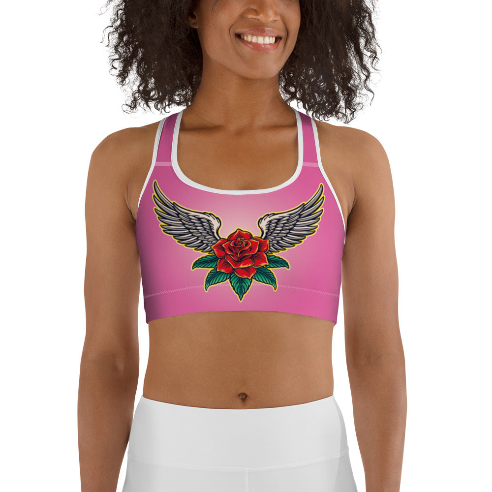 Pink Angel Roses Sports bra