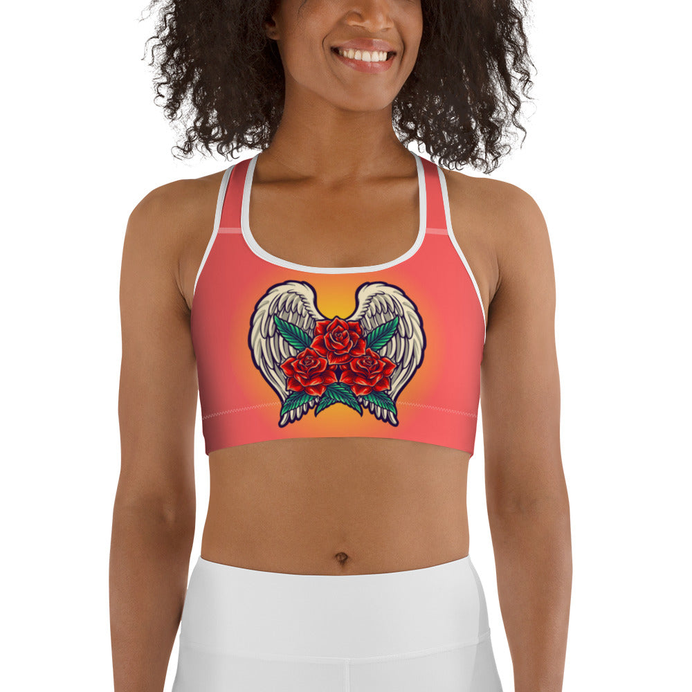 Red Angel Roses Sports bra