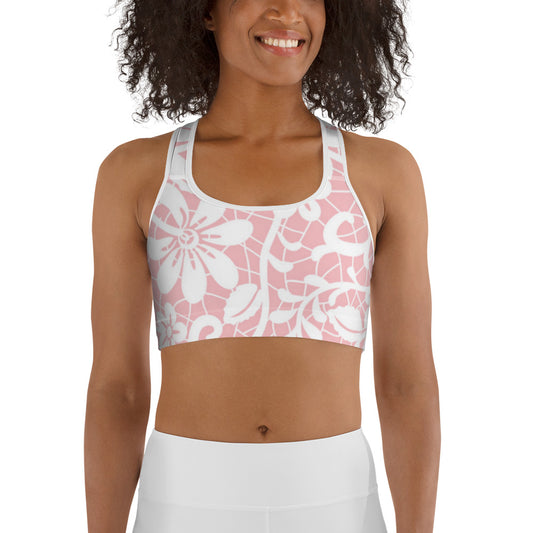 Cute Little Pink Flower Sports bra