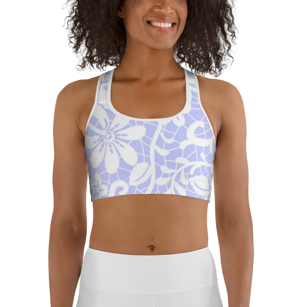 Cute Little Blue Flower Sports bra