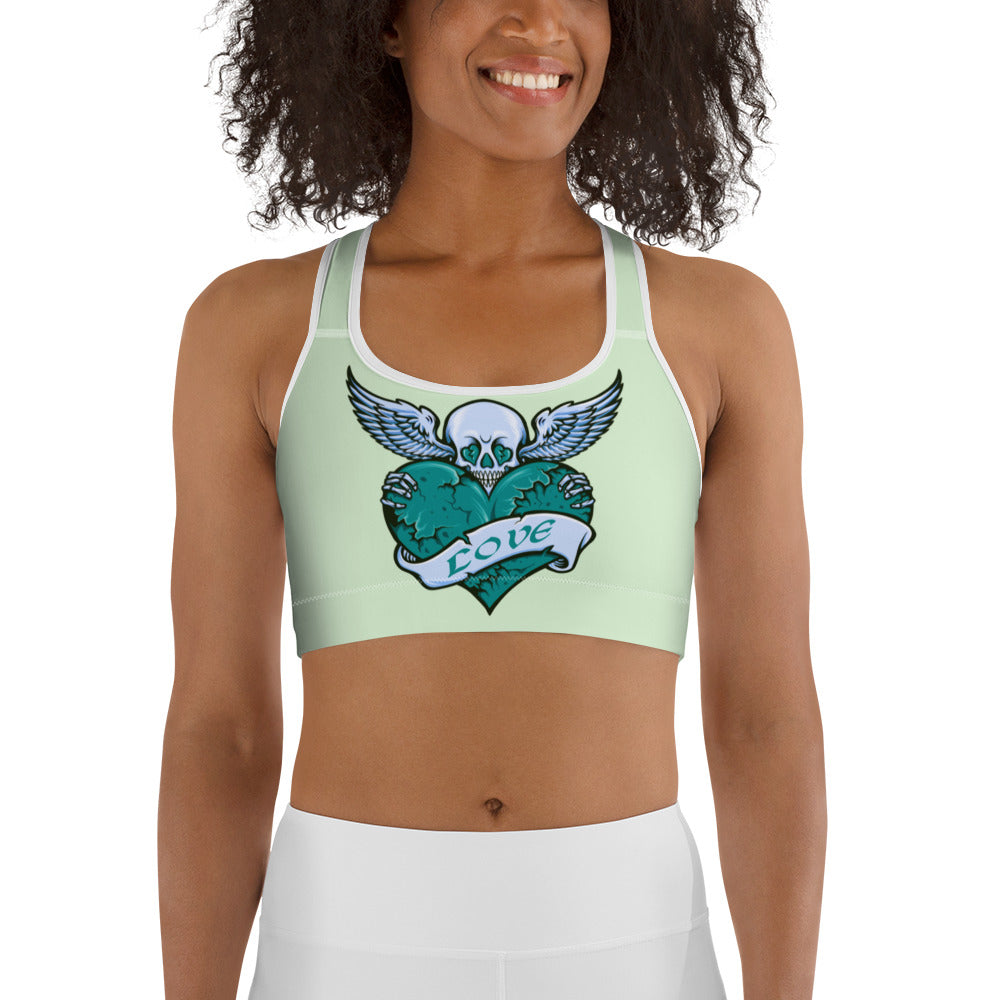 Love Heart & Skull Sports bra