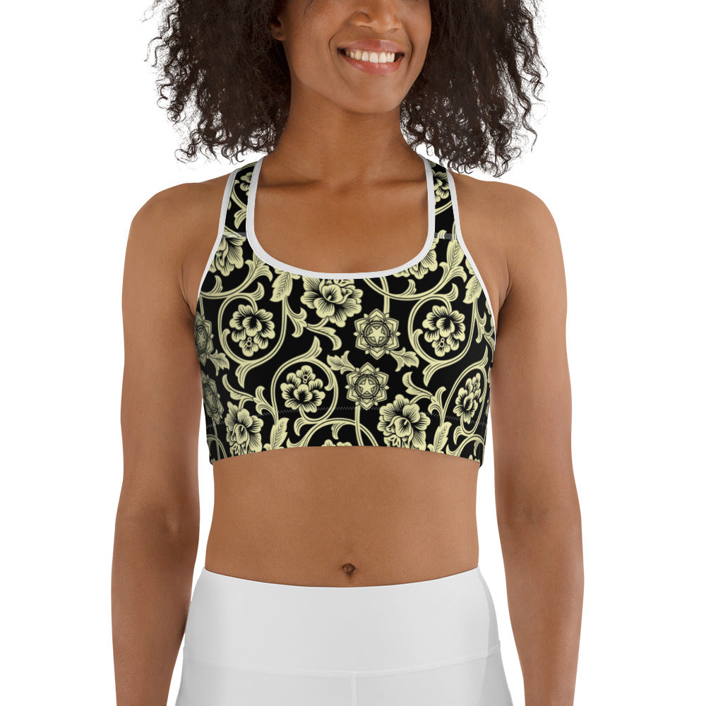 Chinese Flowers Sports bra