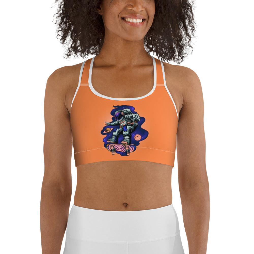 Trippy Skateboarding Astronaut Sports bra