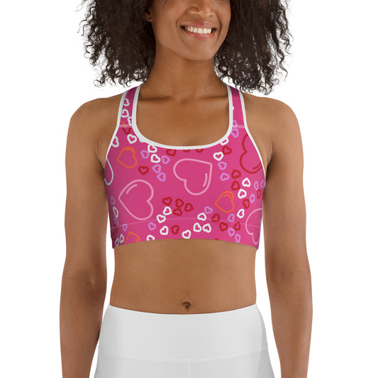 Pink Hearts Sports bra