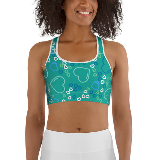 Teal Hearts Sports bra