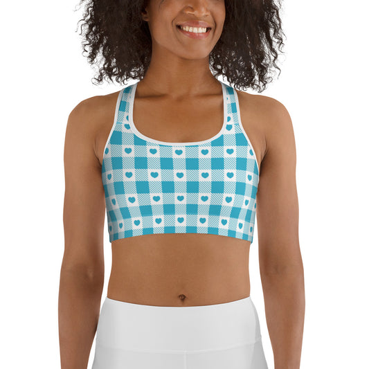 Heart Checkered Plaid Sports bra