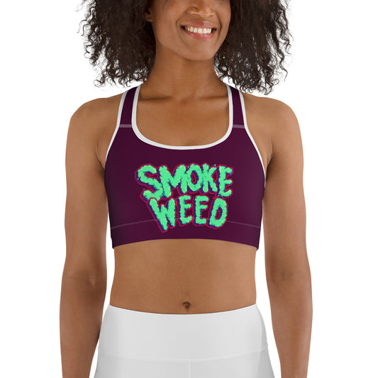 Maroon & Teal Smoke Weed Stoners Only Sports bra