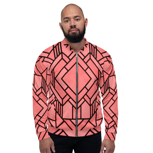 Pink & Black Abstracted Unisex Bomber Jacket