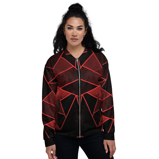 Red & Black Abstract Unisex Bomber Jacket