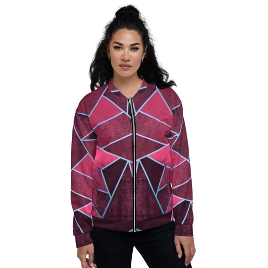 Pink & Light Blue Abstracted Unisex Bomber Jacket