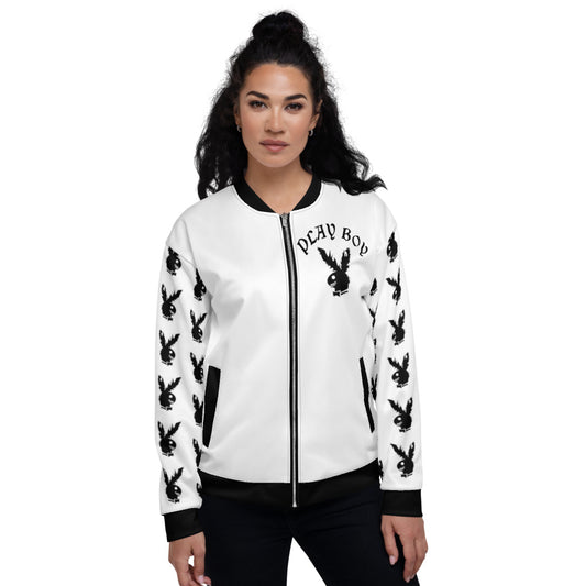 White & Black Play Boy Unisex Bomber Jacket