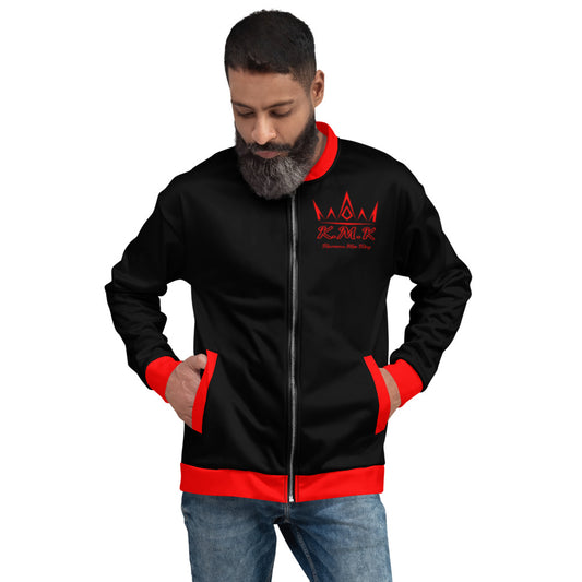 Black & Red Krown Me King Unisex Bomber Jacket