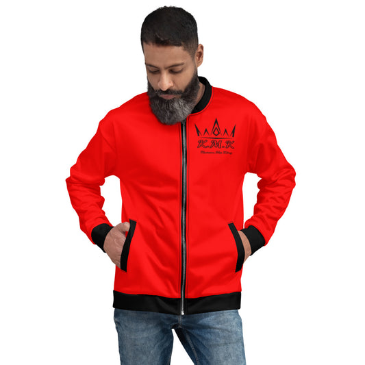 Red & Black Krown Me King Unisex Bomber Jacket