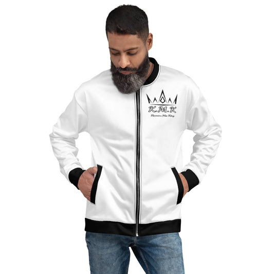 White & Black Krown Me King Unisex Bomber Jacket