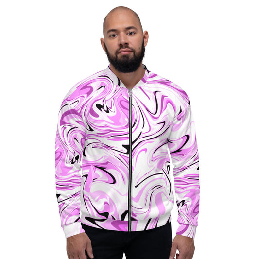 Dripping Sauce Pink & White Unisex Bomber Jacket