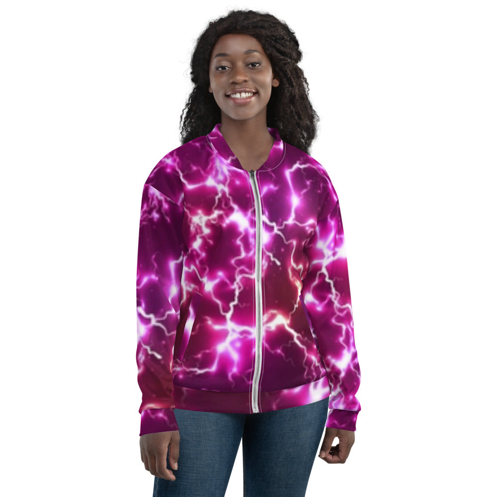 Purple Lightning Strike Unisex Bomber Jacket