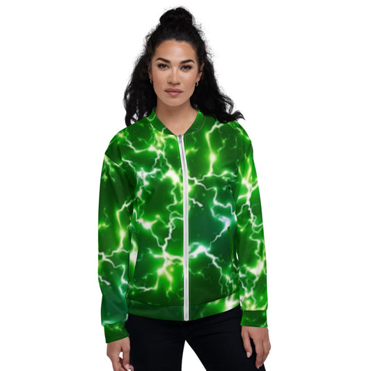 Green Lightning Strike Unisex Bomber Jacket