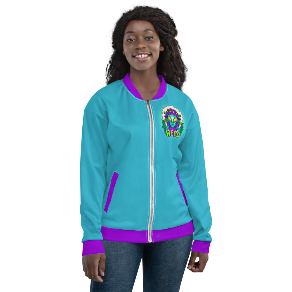 Alien Stoners Only Teal & Purple Unisex Bomber Jacket