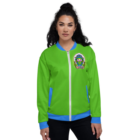 Alien Stoners Only Green & Blue Unisex Bomber Jacket