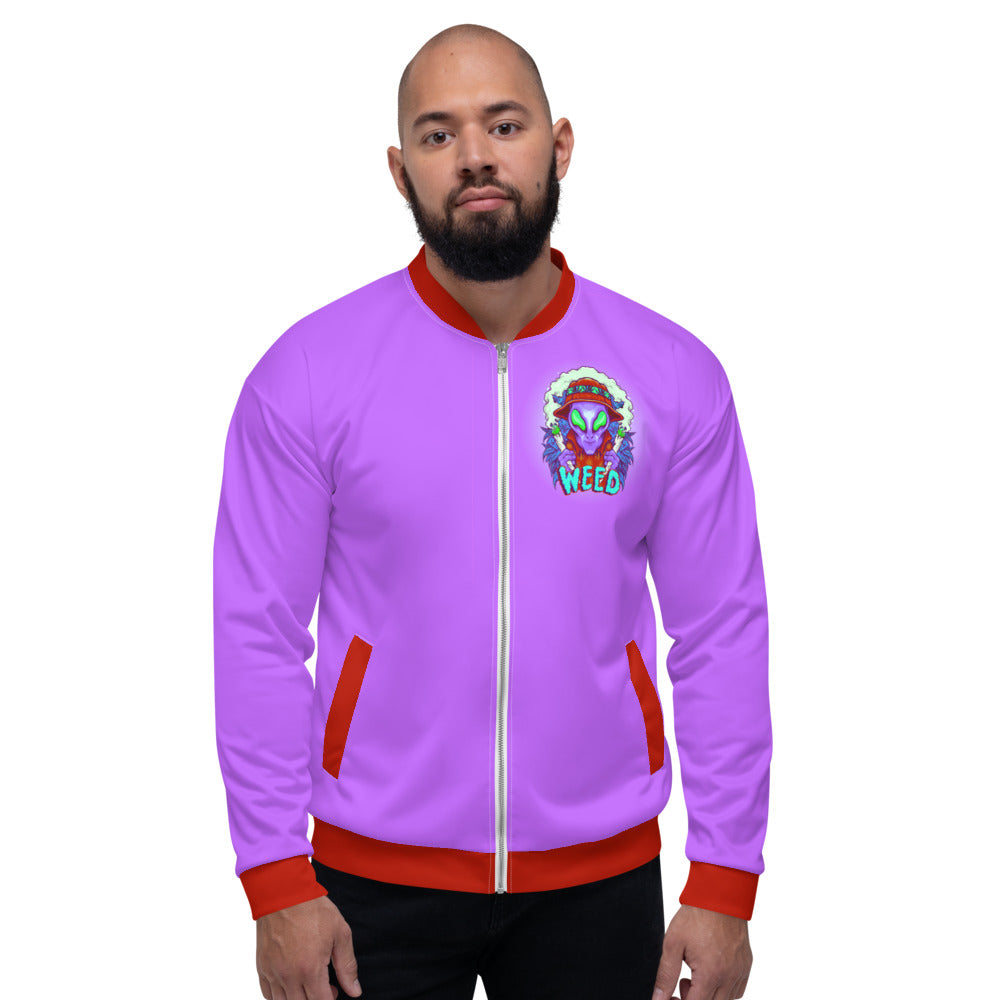 Alien Stoners Only Purple & Red Unisex Bomber Jacket