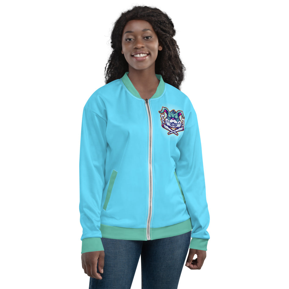 Blue & Teal Stoners Only Rabbit Unisex Bomber Jacket