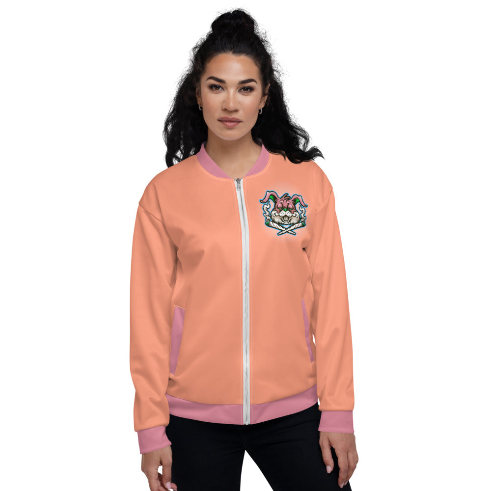 Peach & Pink Stoners Only Rabbit Unisex Bomber Jacket