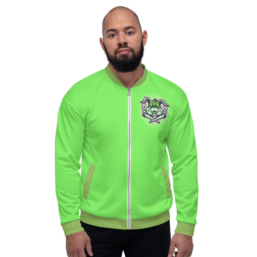 Lime Green & Dark Green Stoners Only Rabbit Unisex Bomber Jacket