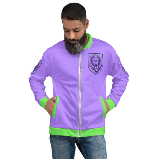 Purple & Green Lion Shield Unisex Bomber Jacket