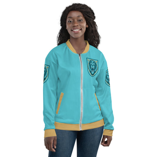 Blue & Gold Lion Shield Unisex Bomber Jacket