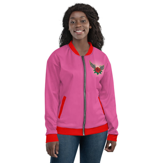 Pink Angel Roses Unisex Bomber Jacket