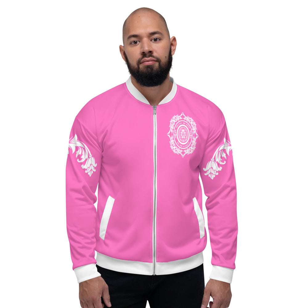 Pink & White We Are Royalty Unisex Bomber Jacket