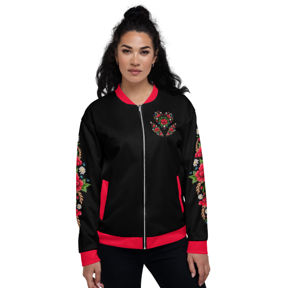 Heart Made Of Flowers Unisex Bomber Jacket