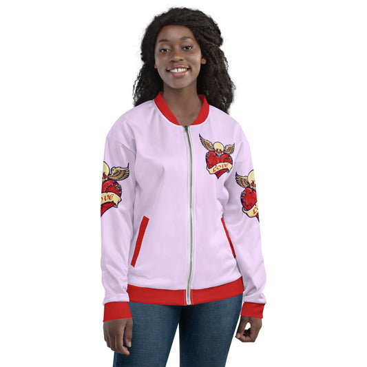 Love Heart & Skull Unisex Bomber Jacket