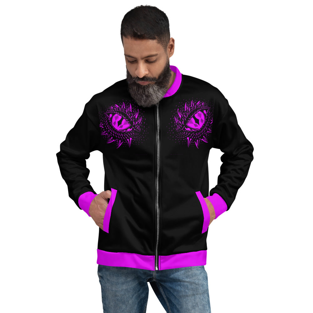 Purple & Black Dragons Eyes Unisex Bomber Jacket