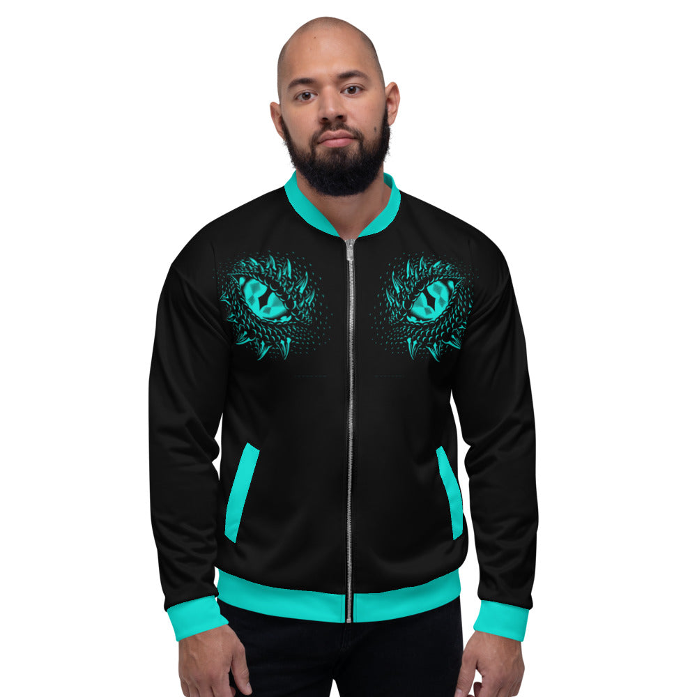 Teal & Black Dragons Eyes Unisex Bomber Jacket