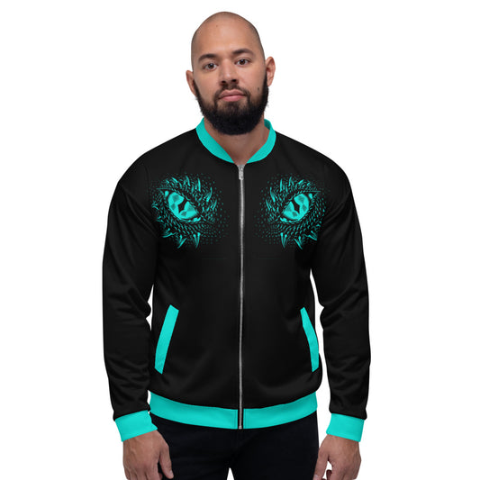 Teal & Black Dragons Eyes Unisex Bomber Jacket