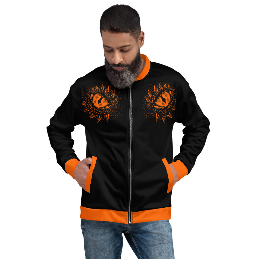 Orange & Black Dragons Eyes Unisex Bomber Jacket